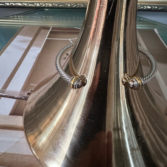 David Yurman Sterling Silver Station 5mm Cuff Bangle Bracelet - Picture 3 of 16